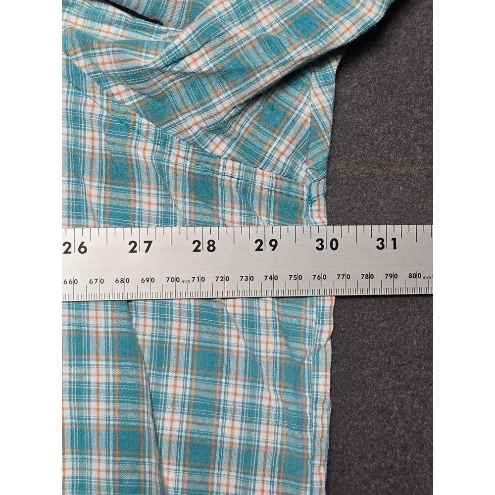 Wrangler Shirt Mens Short Sleeve Blue Plaid Pearl Snap Western Size‎ 3XL Rancher